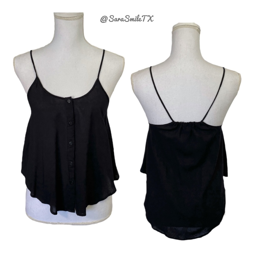 GIRLS XPRESS Black Boho Swing Button Down Camisole Top - NWOT